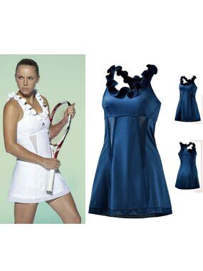 Nwt RARE STUNNING Adidas Stella McCartney BLUE Ruffle Tennis Dress XS
